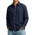 thumbnail image 3 of GrmtClth Mens Dress Shirts Solid Tone Long Sleeve Wrinkle Free Collared Button Down Regular Fit Comfort Business Casual Tops Navy 3XL, 3 of 7