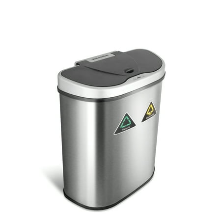 NineStars 18.5-Gallon Motion Sensor Recycle Unit and Trash Can, Stainless