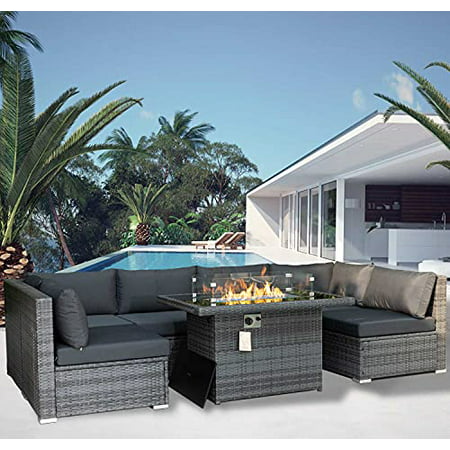 Patio Furniture Sectional Sofa, Outdoor Sectional With Fire Pit Clearances