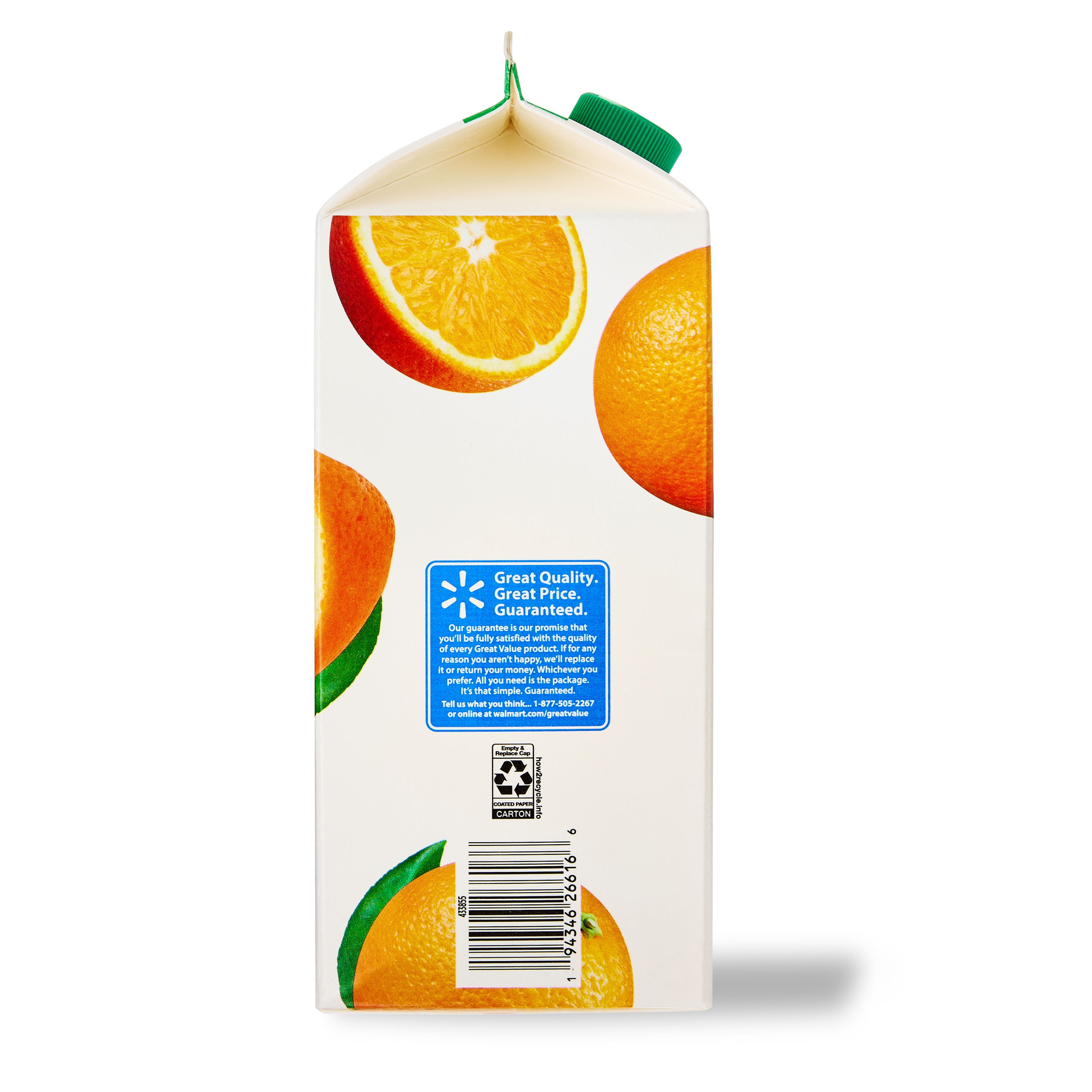 Great Value 100% Orange Juice from Concentrate with Pulp, 64 fl oz