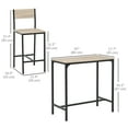 thumbnail image 3 of HOMCOM Industrial Bar Table Set Counter Height 3 Piece and 2 High Back Stools Set Dining Table Set for Small Space in the Dining Room, 3 of 10