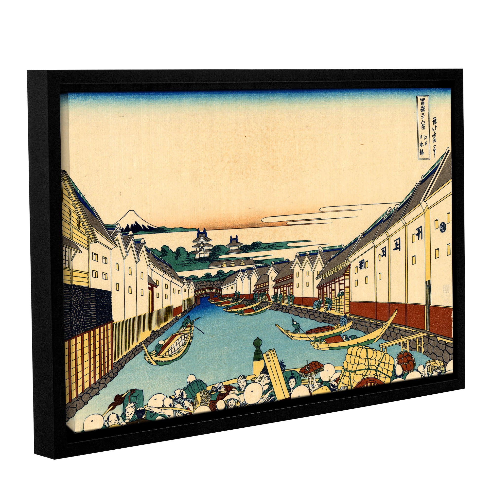 ArtWall Katsushika Hokusai "Nihonbashi in Edo" Gallery-Wrapped Floater-Framed Canvas