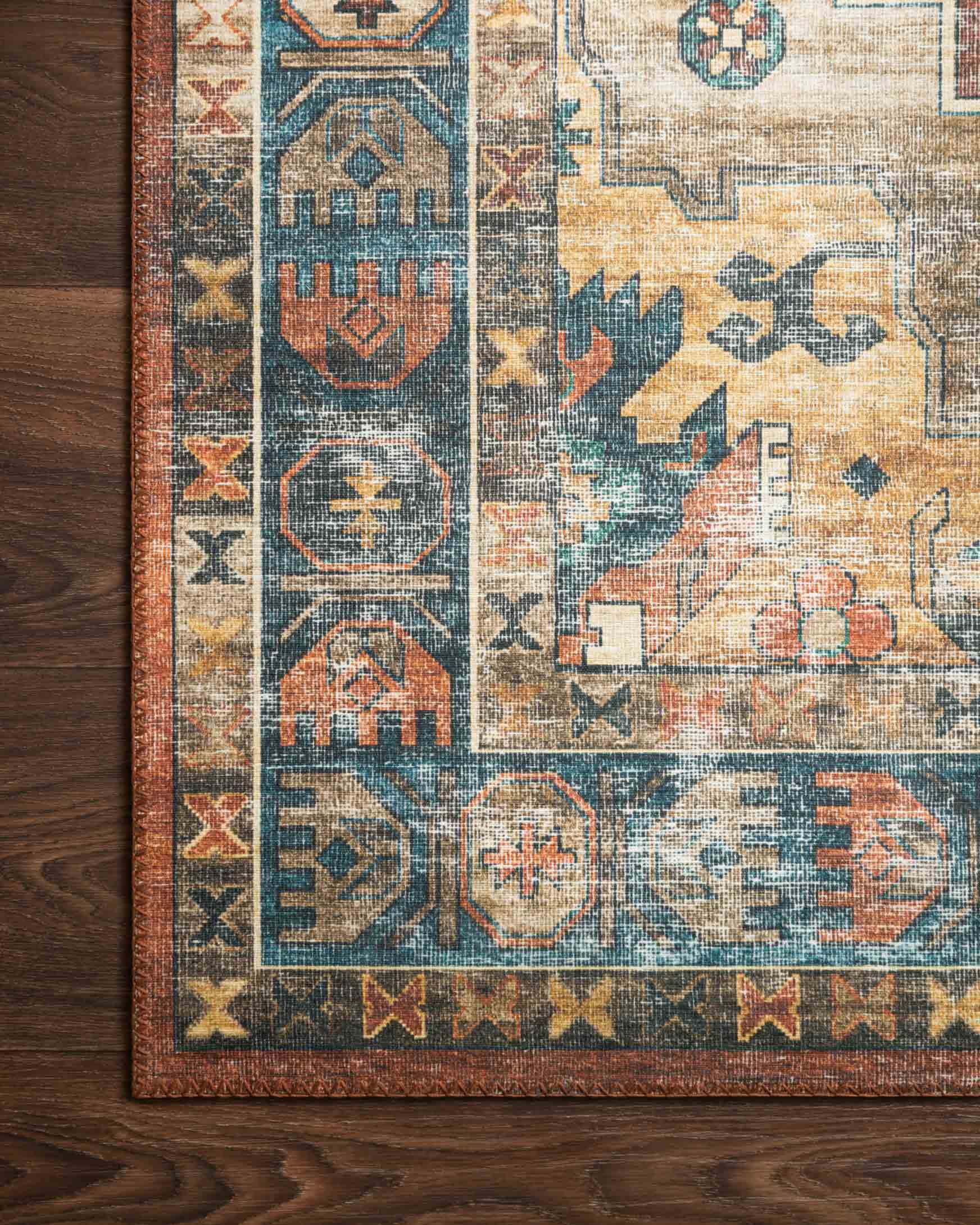 Loloi SKYE SKY-11 Rust / Blue Oriental Area Rug 5'-0" x 7'-6"