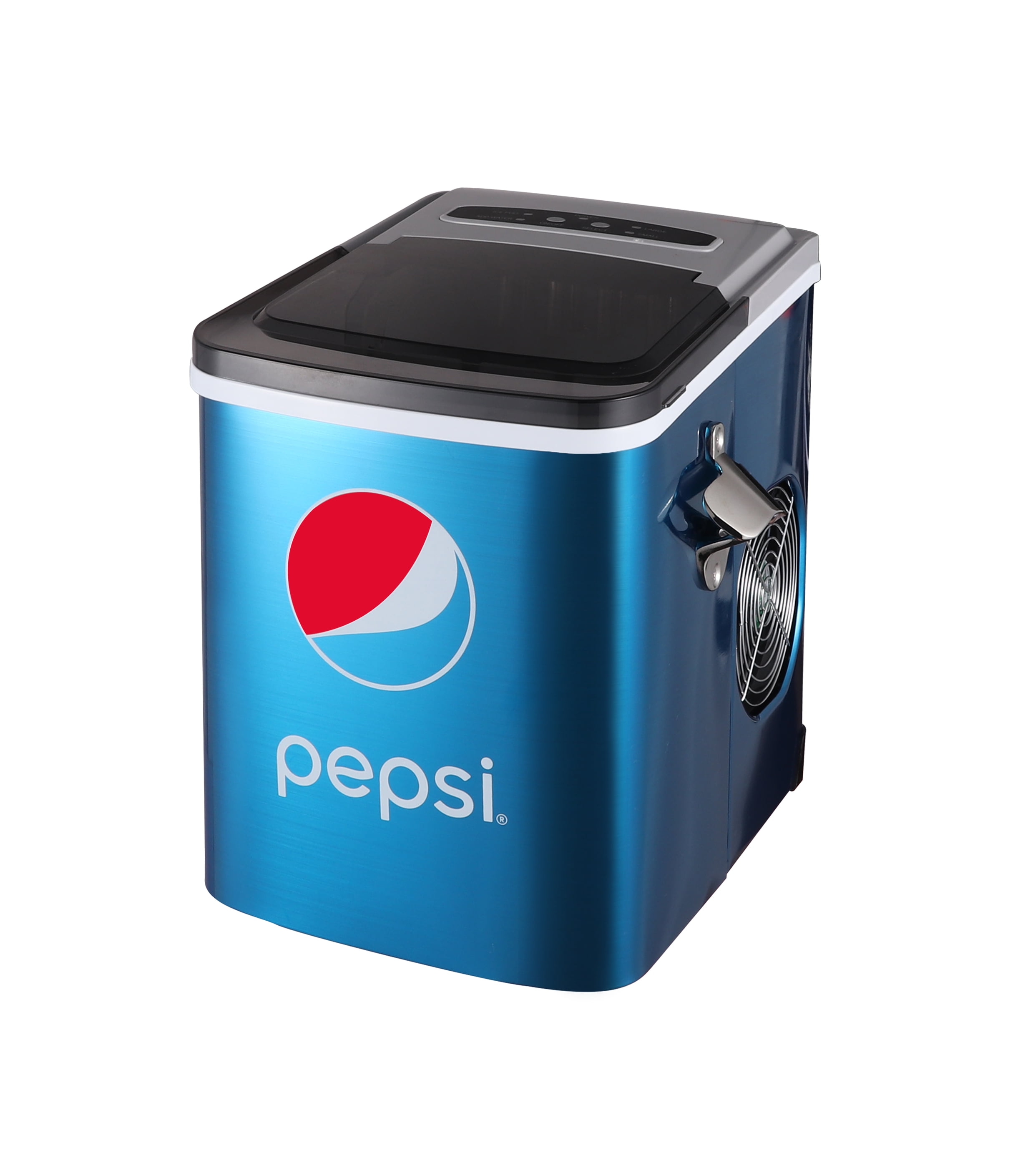 Pepsi 26 lbs. Ice Maker with Built-in Bottle Opener, Countertop Ice Machine with LED Display, Blue