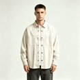 thumbnail image 5 of Men's 100% Cotton Oversized Button Down Shacket, Long Sleeve Work Shirt Jacket with Dual Chest Pockets, Casual Loose Fit Shirts for Men M‑4XL, 5 of 8