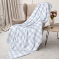 thumbnail image 3 of Sikiie Blue Checkboard Cozy Flannel Fleece Throw Blanket: Lightweight & Thick for All Seasons - Perfect for Women, Men, & Kids"60"x50", 3 of 6