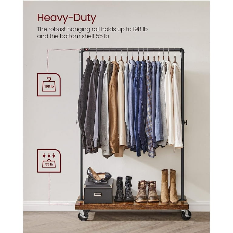 Industrial Pipe Clothing Rack Heavy Duty Clothes Rail Hanging Rack Display  Shelf