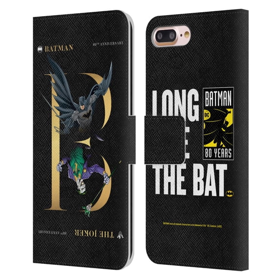 Head Case Designs Officially Licensed Batman DC Comics 80th Anniversary Joker Rivalry Leather Book Wallet Case Cover Compatible with Apple iPhone 7 Plus / iPhone 8 Plus