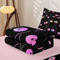 thumbnail image 5 of Manfei Simple Line Cat Zipper Full Size Comforter Sets with Fitted Sheet and 2 Pillowcases, Abstract Kitten Zipper Bedding Set, Black Pink Orange, Pink Reversible, 4 Pieces, 5 of 7