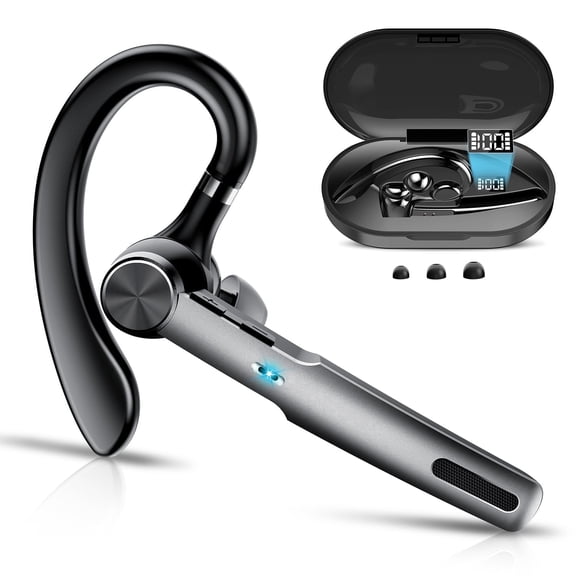 Bluetooth Headset, Single-Ear Bluetooth Earpiece with ENC Mic with HiFi Stereo Sound, 72 Hours Talking Time Wireless Headset V5.3 with 400mAh Charging Case for iOS Android Cell Phones, Black