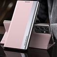 thumbnail image 5 of Pink Electroplating Bracket Mobile Phone Case Flip Type Fourth Generation Magnetic Side Window Leather Case, Phone Case For Samsung Galaxy S22/S21, Galaxy A71 4G, Galaxy S22 Plus, Galaxy A53 5G, 5 of 5