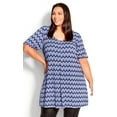 thumbnail image 1 of Avenue Women's Plus Size Liv Pleat Print Tunic Top Short Sleeve Round Neckline, Female, 1 of 3