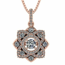 Nana Forever Love Dancing Stone Flower Pendant Pure Brilliance Zirconia w/22" Adj Box Chain - Rose Gold Plated
