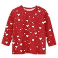 thumbnail image 5 of Meichang Valentine's Day Tops for Girls Heart Print Blouses 3/4 Sleeve Crew Neck Holiday Tees, 5 of 6