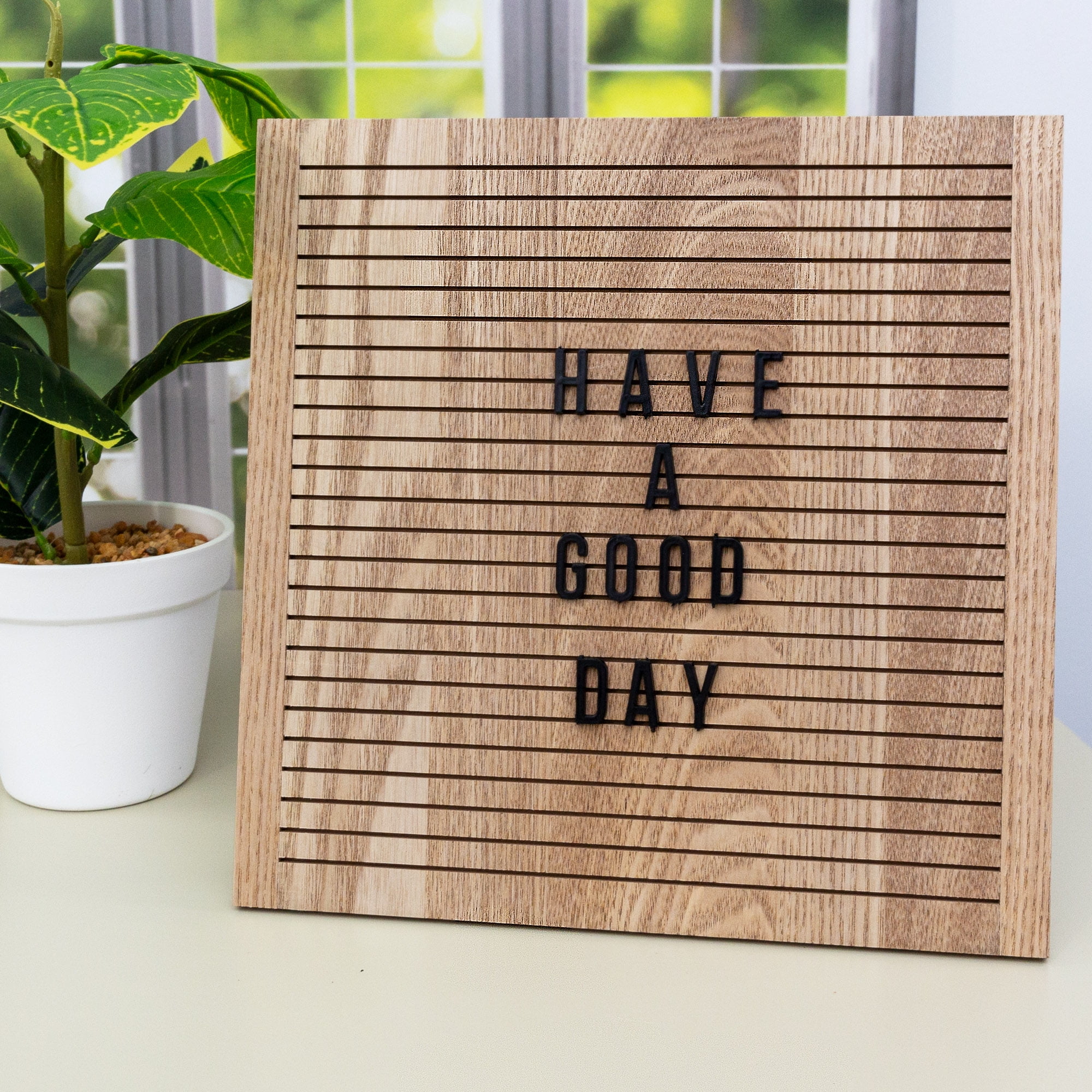 Hello Hobby Wooden Letter Board with Black Letters and Numbers Sheet, 10 in x 10 in