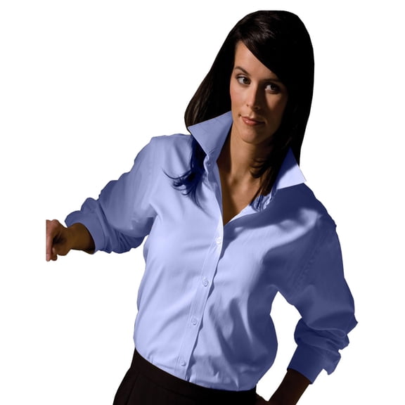 Edwards Women's Long Sleeve Pinpoint Oxford Shirt, BLUE, XL