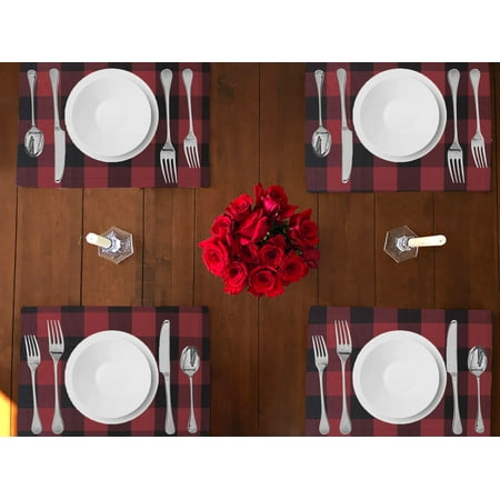 

Buffalo Poplin Dinner Table Placemats Holiday Home Decoration 13 x 19 (Pack of 4)