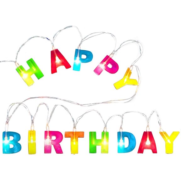 Novelty Place Happy Birthday LED String Lights, Multicolor Light Up Letter Birthday Party Hanging Decorations
