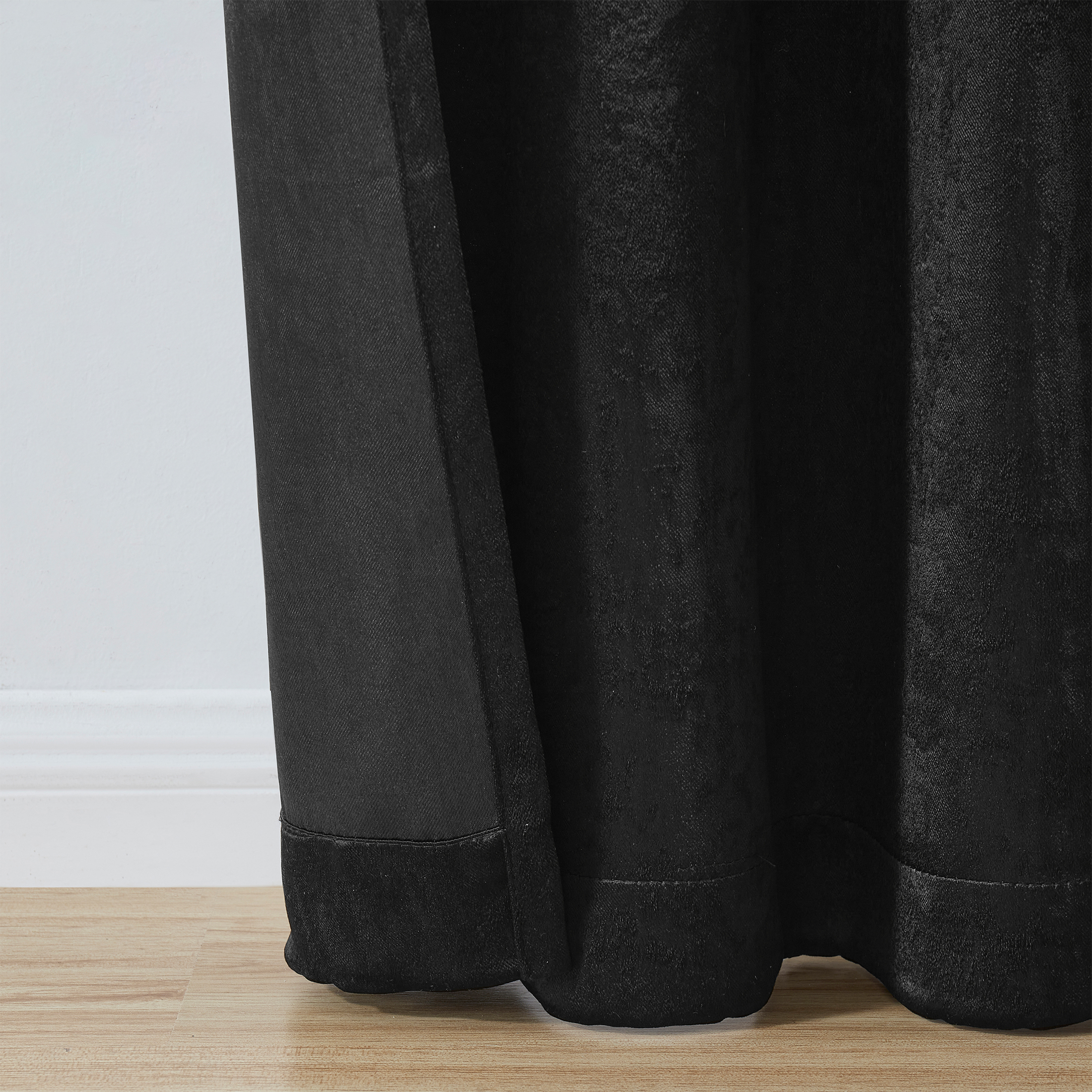 Mainstays Shimmer 99% Blackout Curtains, 2-Panel Set, Black photo 4