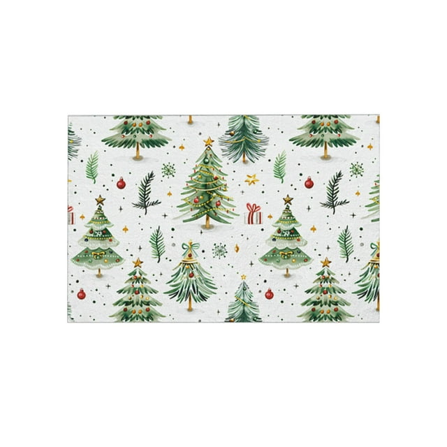 Christmas Bathroom Rug 40 cm x 60 cm Non-slip Rubber Backing Super Absorbent Microfiber Floor Mat for Bath Tub or Sink