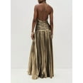thumbnail image 5 of Women'S Luxury Metallic Pleated Slit Tie Halter Sleeveless Elegant Pleated Maxi Dress Ancient Gold S, 5 of 6