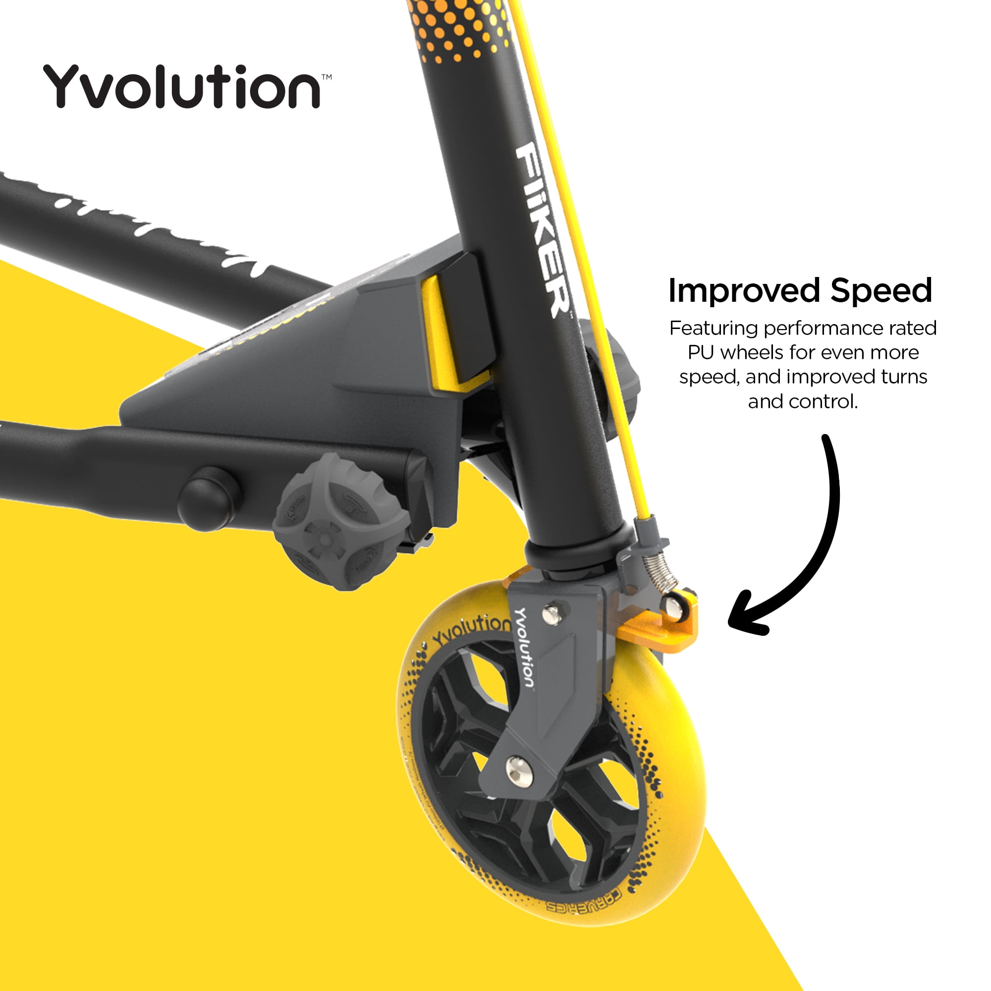 Yvolution Y Fliker C5, Foldable Drift Swing Scooter Kids Age 9+ Years, Yellow, Unisex