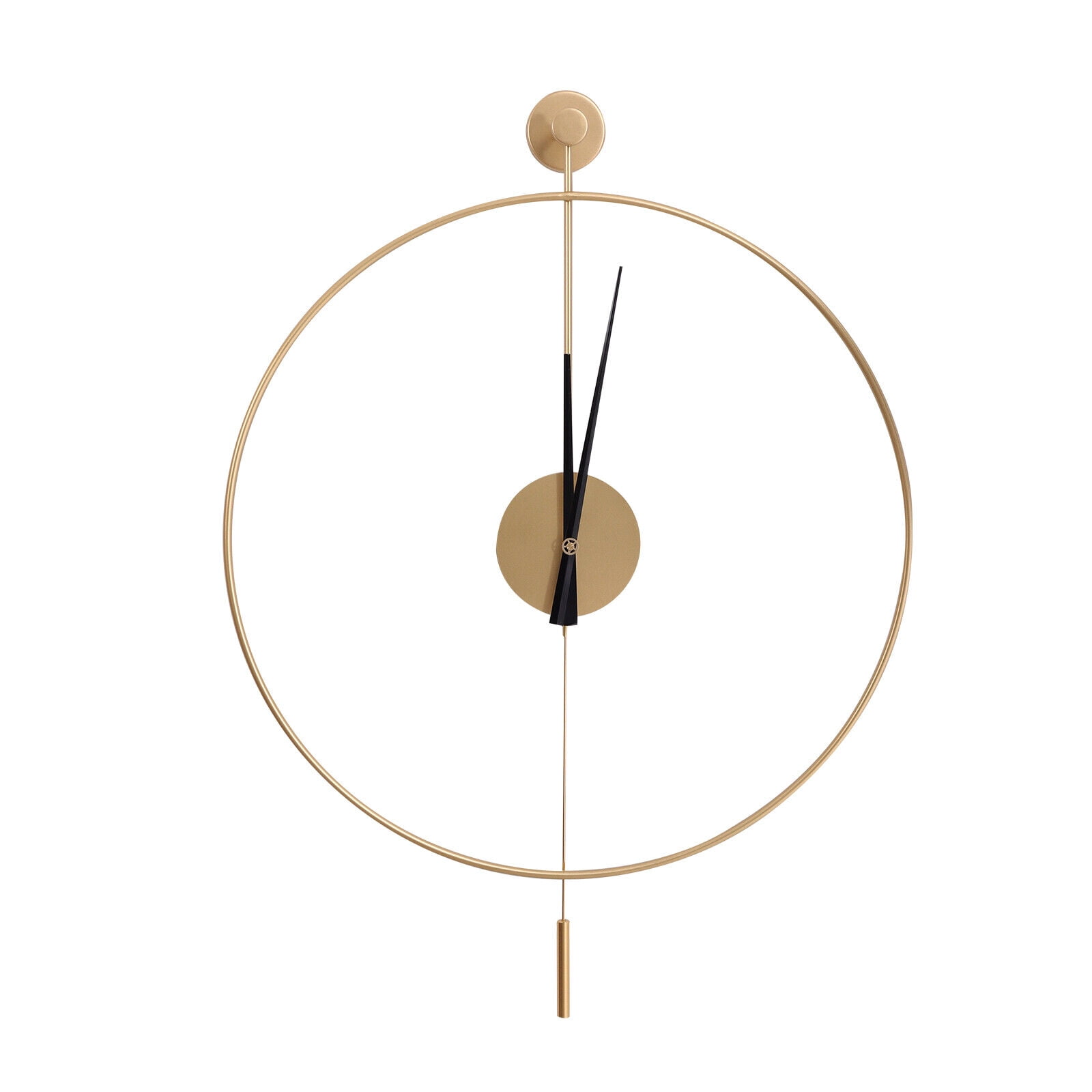 23.6" Classical Large Decorative Wall Clock with Pendulum, Gold Modern Non-Ticking Silent Metal Wall Clocks for Living Room, Bedroom, Study, Office