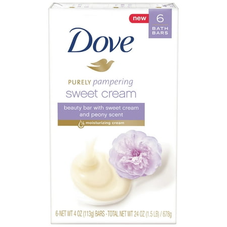Dove Purely Pampering Sweet Cream & Peony Beauty Bar, 4 oz, 6 Bar - Walmart.com