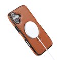 thumbnail image 2 of Magnetic for iPhone 16 Plus Vintage PU Leather Case, Business Invisible Stand [Compatible with Magsafe] Wireless Charging Ultra Slim Kickstand Phone Case Cover for iPhone 16 Plus, Brown, 2 of 10