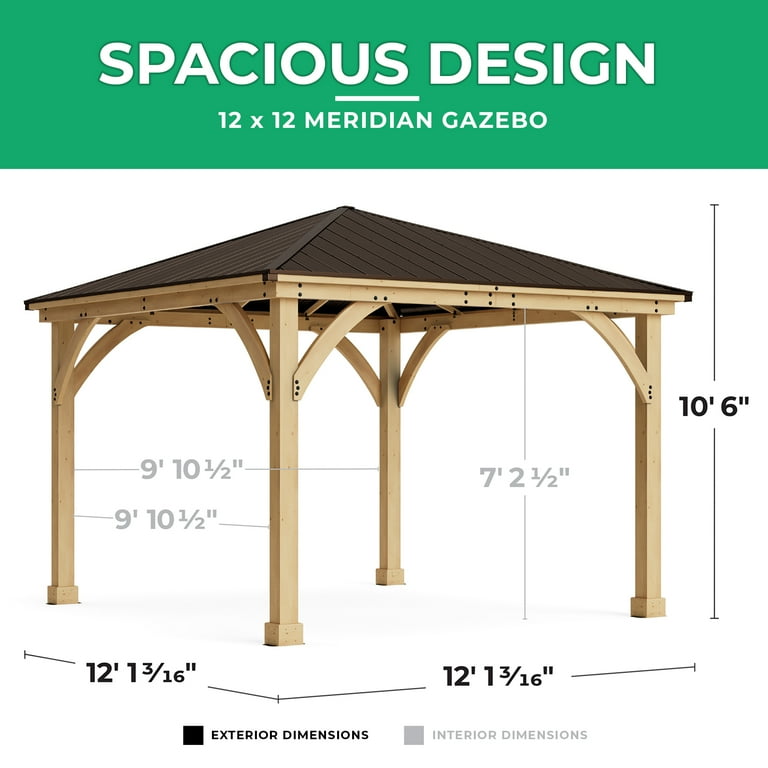 Yardistry 12 x 12 Meridian Metal Outdoor Permanent Gazebo