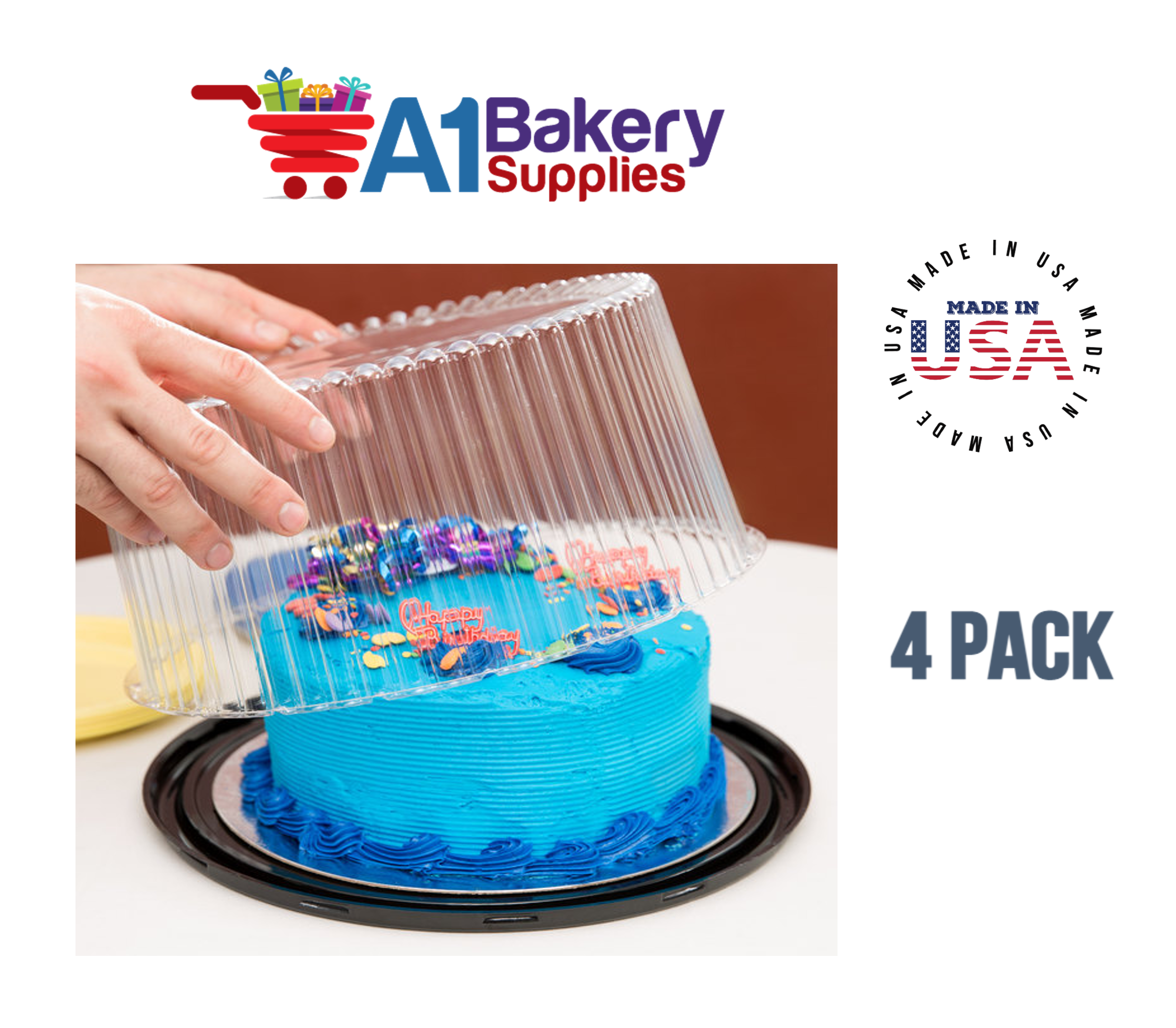 10-11 Plastic Disposable Cake Containers Carriers with Clear Dome