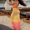 thumbnail image 4 of PENGXIANG Femmes Bretelles Spaghetti Sans Dos Creux Bodycon Maxi Robes de Plage, 4 of 6