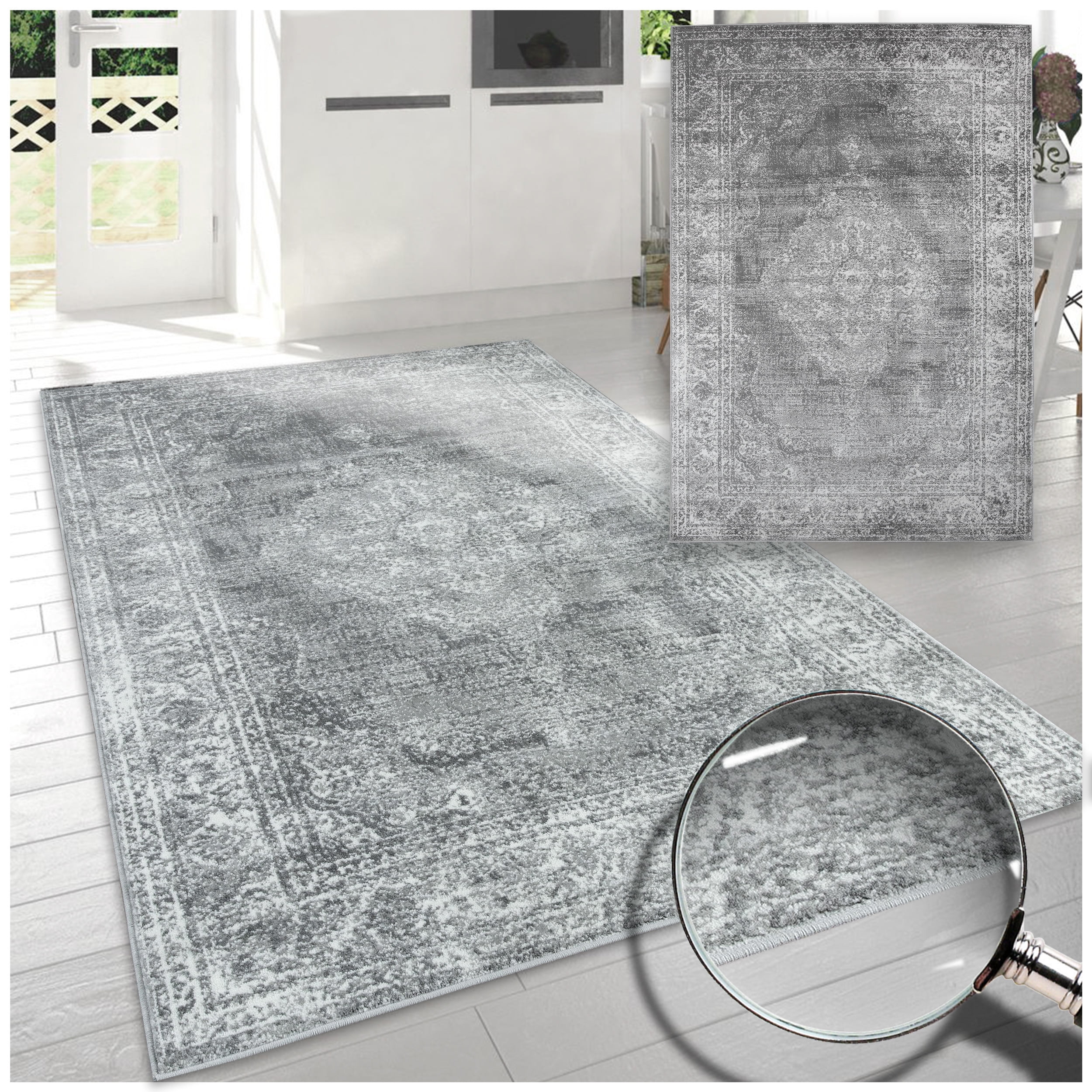 A2Z Rug Vintage Traditional Santorini 6076 Collection Black 120x170 cm 4x6 ft Area Rugs
