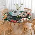 thumbnail image 3 of Pioneer Flower Floral Print Pattern Round Fitted Tablecloth with Elastic Edge,Dining Table Cover Waterproof,Outdoor Round Tablecloth for Camping,Dining,Indoor and Outdoor, 3 of 7