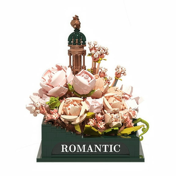 HI-REEKE Decorate Building Block Model Flower Building Kit Plastic Toy for Adult Couple Multicolor