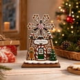 thumbnail image 6 of syligr Wooden Christmas House Ornament, Gingerbread Windmill House Christmas Tabletop Decoration for Mantel Shelf, Holiday Home Decor for Office, Party Gift, 6Inch, Brown, 6 of 7
