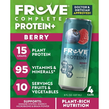 Fruve Complete Protein Nutritional Drink, Berry, 8 fl oz, 4 Pack