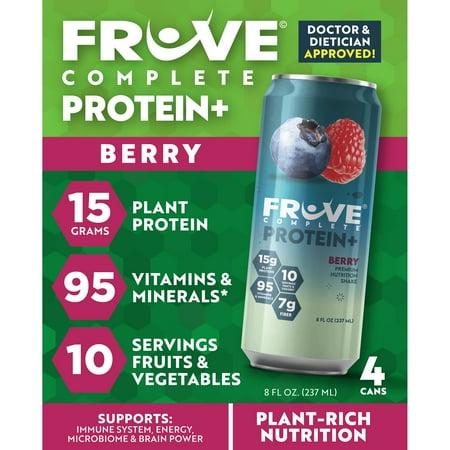 Fruve Complete Protein Nutritional Drink, Berry Flavor, 8 fl oz, 4 Pack