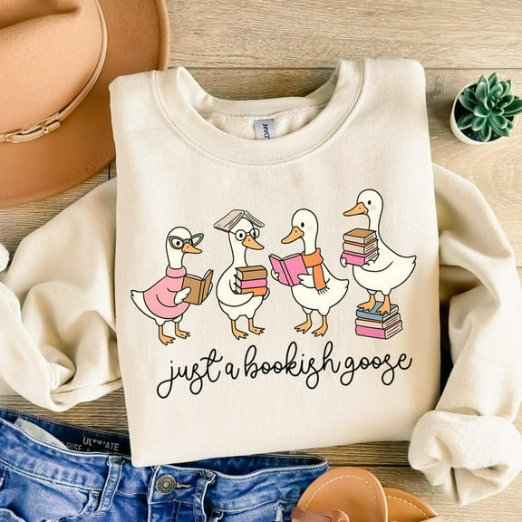 Just a Bookish Goose Sweatshirt Silly goose Trendy Sweatshirt Popular Sweatshirt Silly Goose Bookish Sweatshirt Book Nerd Sweatshirt Funny Goose Sweatshirt Book Lover