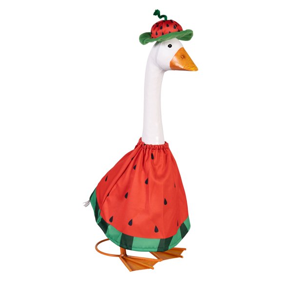 Evergreen Porch Goose Outfit for Giddy the Goose, Watermelon Season Decorative Clothes Costume for 21" Garden Geesse Statues, Seasonal Home Dcor
