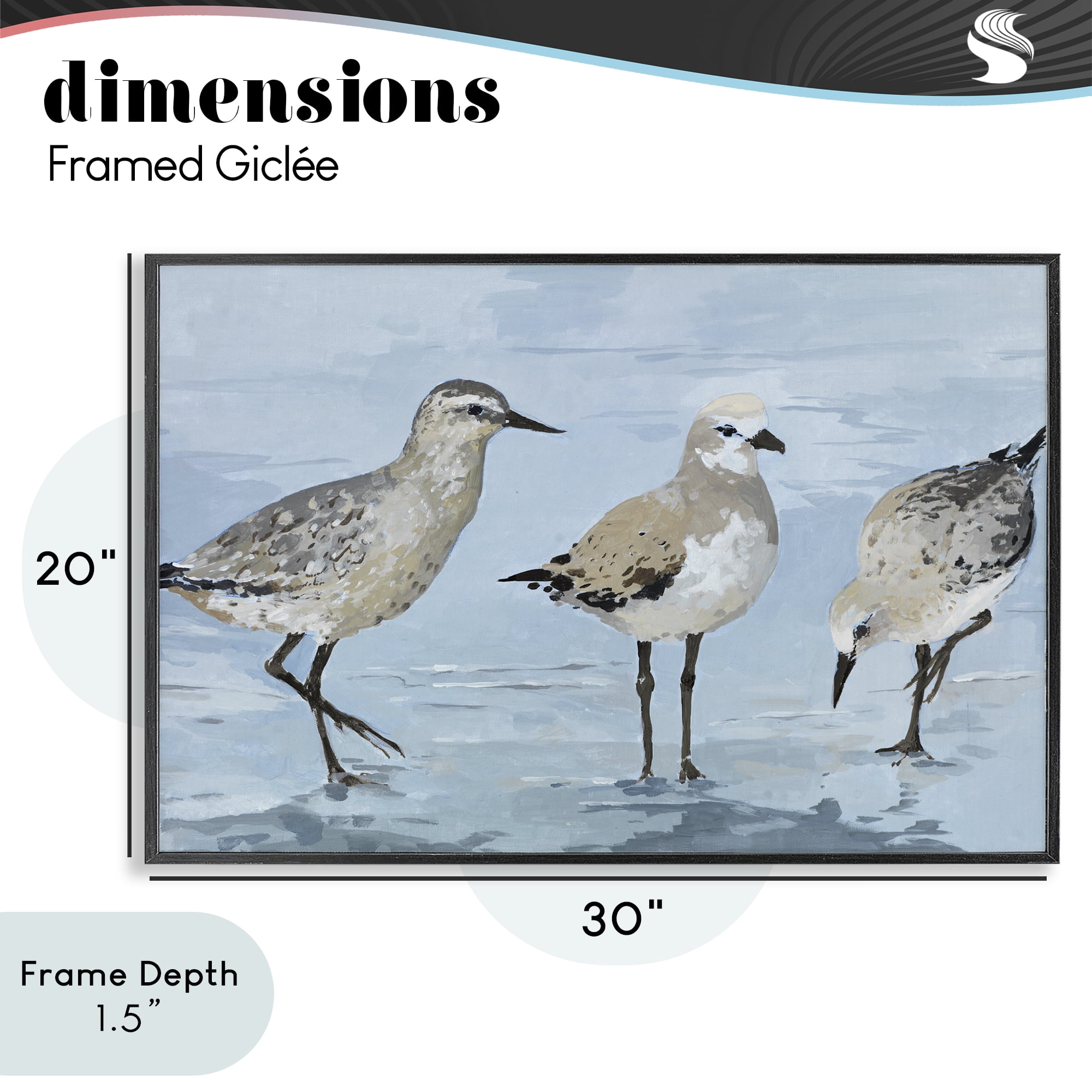 Stupell Industries Sandpipers Beach Coastal Scene Black Framed Giclee Art, design by Lorenzo Collective