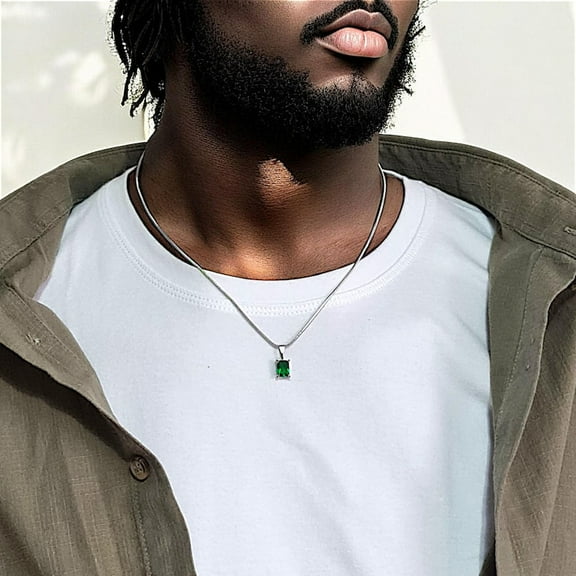 Natural Green Emerald Pendant Silver Pendant Handmade Pendant may birthstone emerald jewelry locket chain Promise Pendant