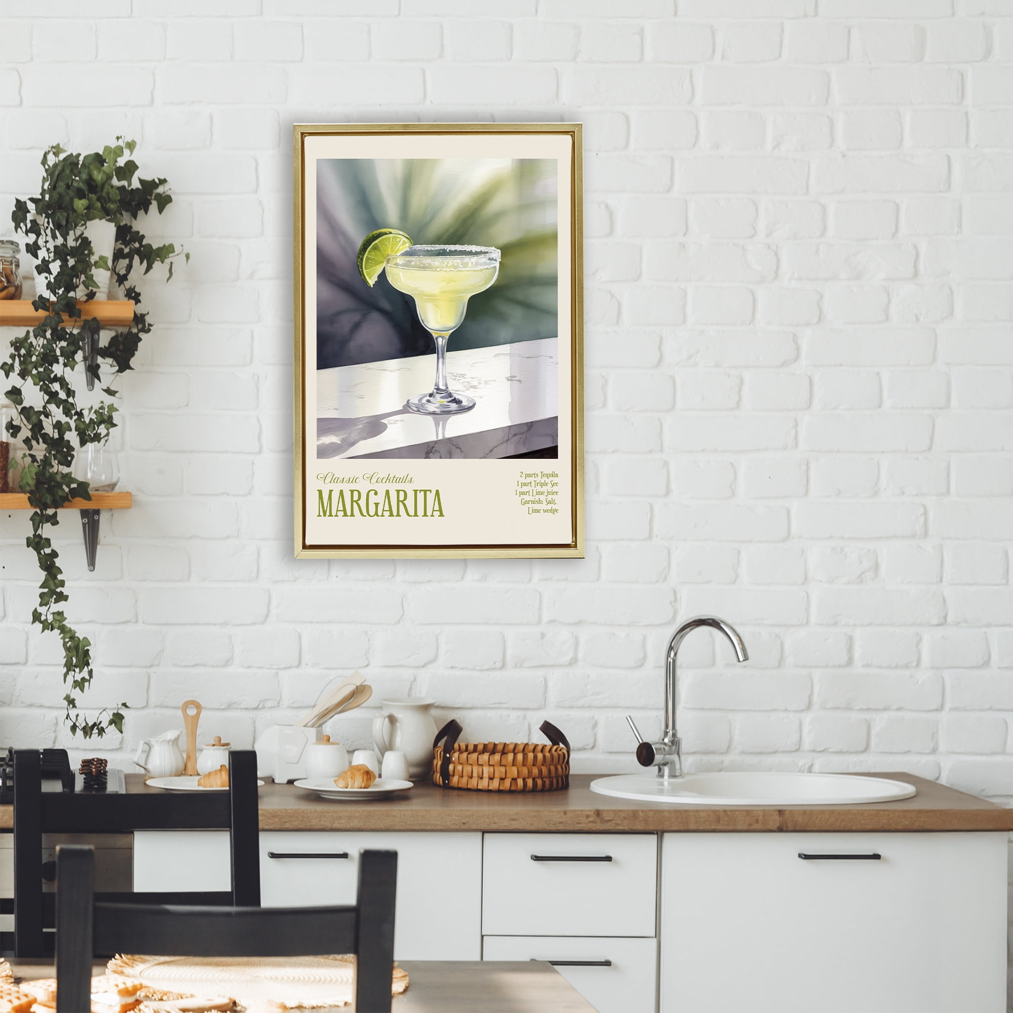 Stupell Industries Margarita on Marble Gold Framed Floater Canvas Wall Art, design by Andreas Magnusson