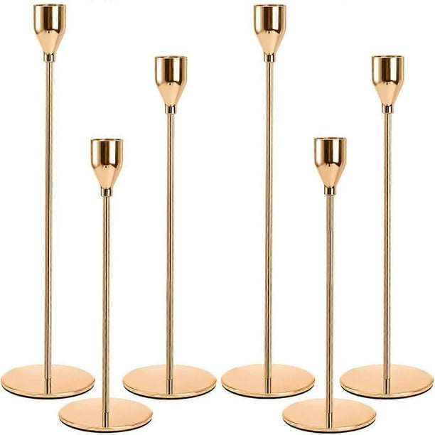 6Pcs Gold Candle Holder for Taper Candles, Candlestick Holders Metal Tall Candle Stand for Taper Candles Candle Holder
