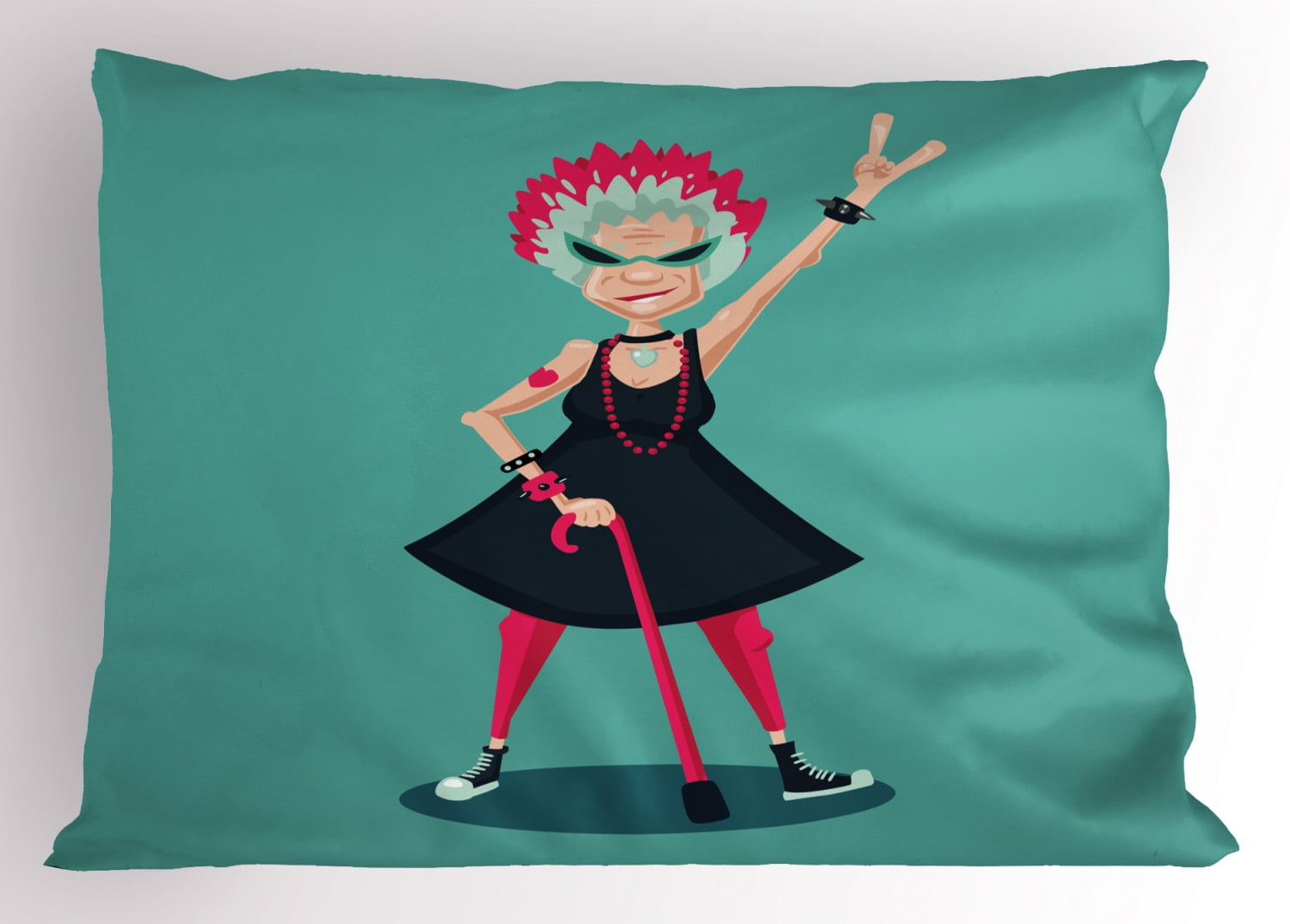 Retirement Party Pillow Sham Cartoon Character Forever Young Old