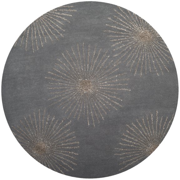 SAFAVIEH Soho Fiesta Geometric Area Rug, Dark Grey/Silver, 6' x 6' Round