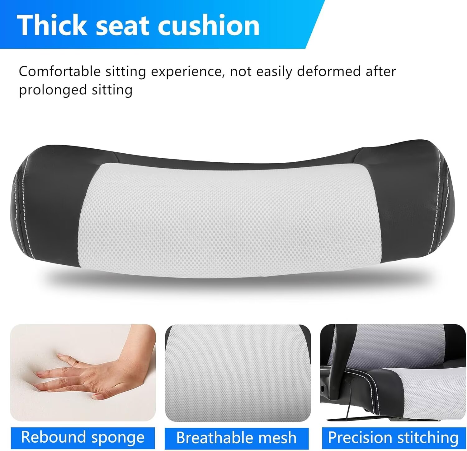 YRLLENSDAN Adjustable Gaming Chair Ergonomic Leather with Massager, Rolling Home Office Desk Chairs With Armrest and Lumber Support, Comfortable Computer Chair with Wheels for Adults, White