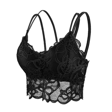 Blphud Lace Bras for Women Trendy Lingerie for Women Sports Bras for Women Breathable Sports Bra Women s Ice Chest Wrapping and Back Strengthening Plus Size Lace Bra Black M