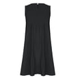 thumbnail image 5 of BRGZLK Women's Summer Dresses Fashion Sleeveless Ruffle Boho Flowy Plus Size Linen Loose Round Neck Solid Color Knee Length Dress Black XL, 5 of 5