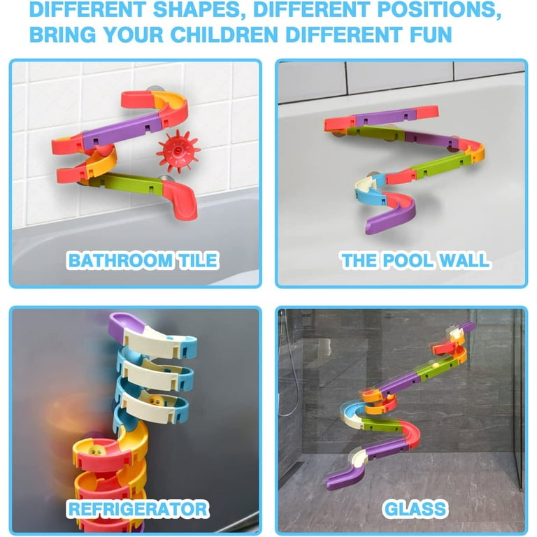 Kids Bath Toys Assemble Set - 24pcs Diy Wall Suction Water Slide